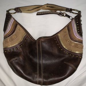 Vintage Coach Hobo bag studded leather and suede